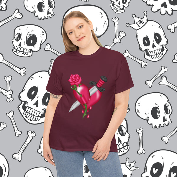 Heart With Dagger, Heavy Cotton Tee