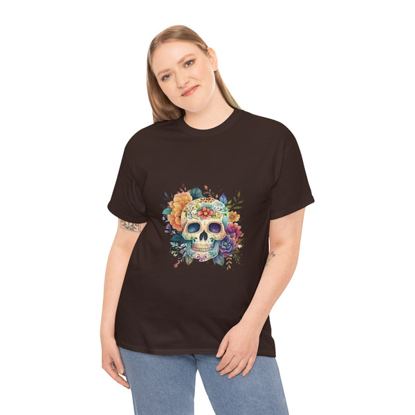 Flowered Skull, Heavy Cotton Tee