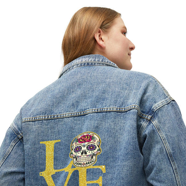 Love Sugar Skull, Women's Denim Jacket