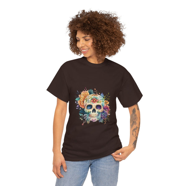 Flowered Skull, Heavy Cotton Tee