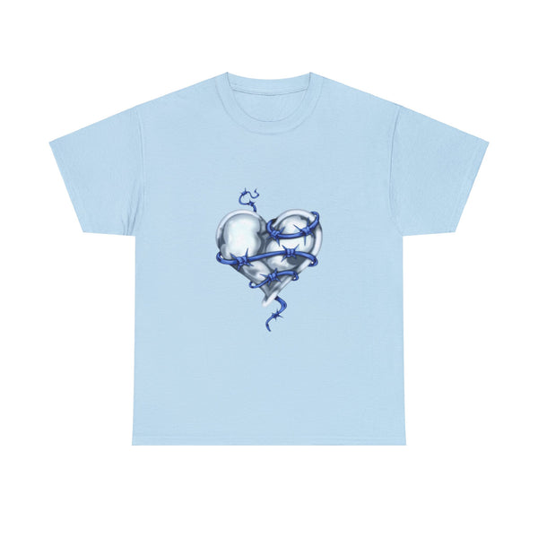 Barbed Wire Heart In Blue, Heavy Cotton Tee