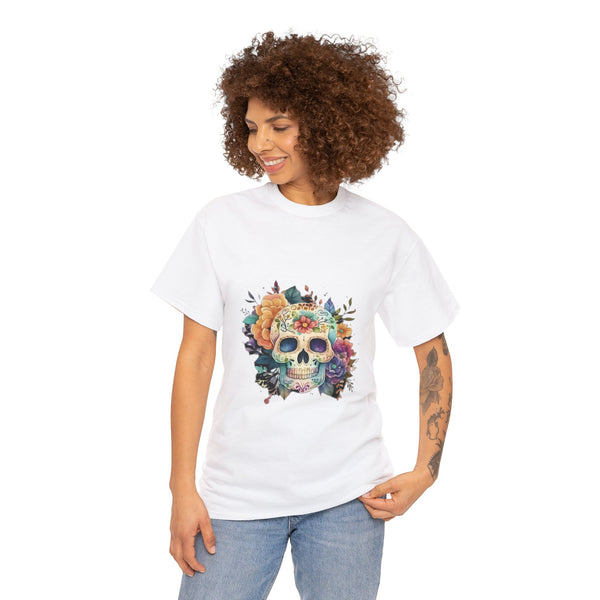 Flowered Skull, Heavy Cotton Tee