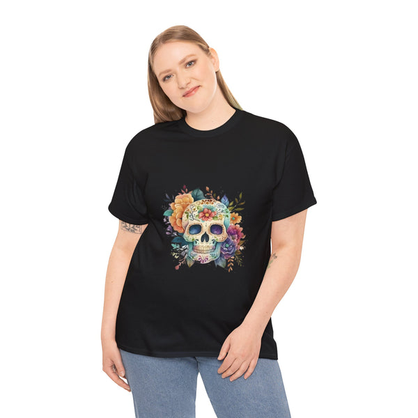 Flowered Skull, Heavy Cotton Tee