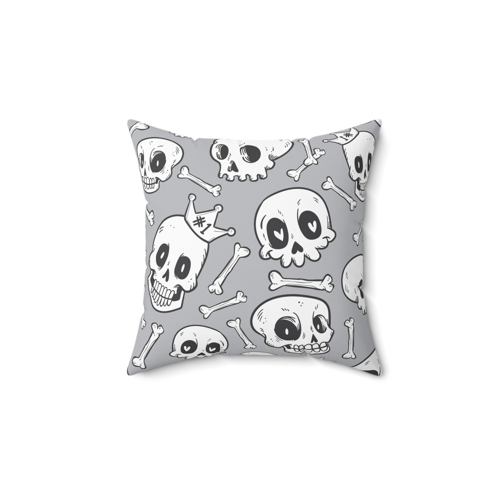 Doodle Skull Design, Square Pillow