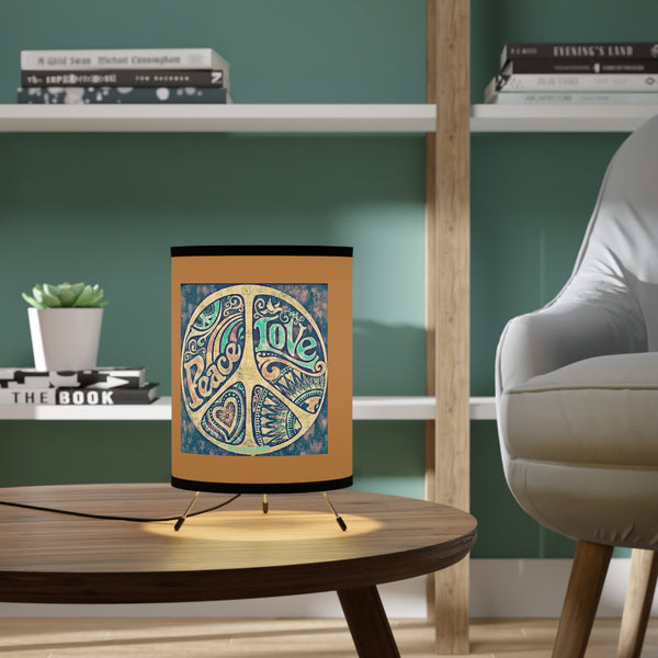 Peace/Love Tripod Lamp with High-Res Printed Shade