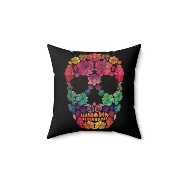 Sugar Skull Flowers, Square Pillow