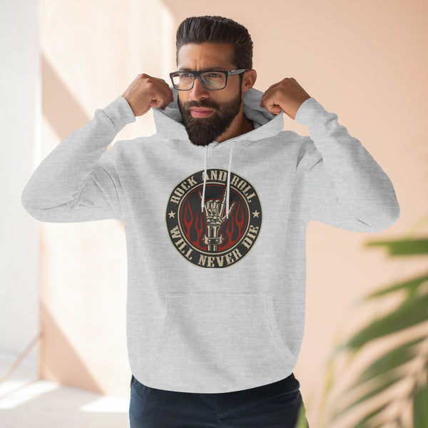 Rock And Roll Will Never Die, Unisex Pullover Hoodie