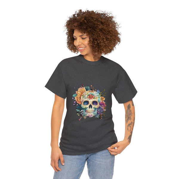 Flowered Skull, Heavy Cotton Tee