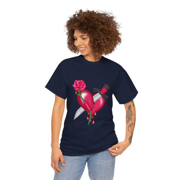 Heart With Dagger, Heavy Cotton Tee