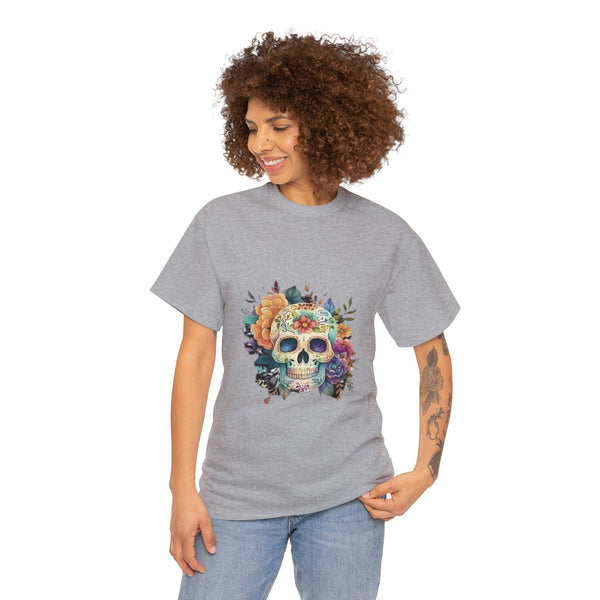 Flowered Skull, Heavy Cotton Tee