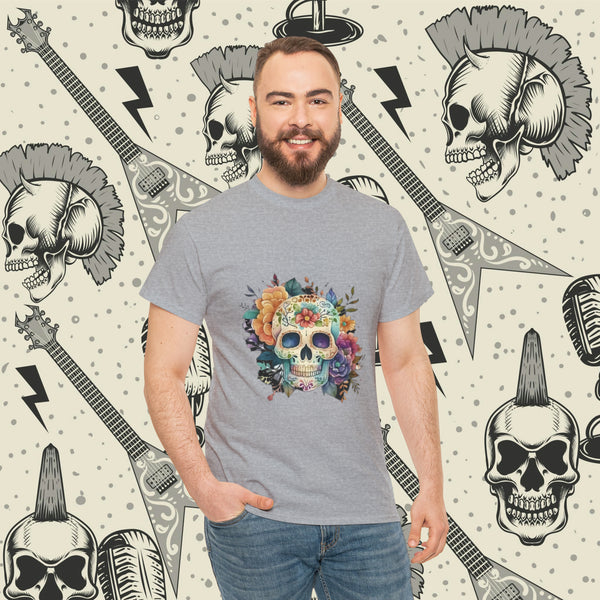 Flowered Skull, Heavy Cotton Tee