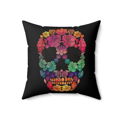 Sugar Skull Flowers, Square Pillow