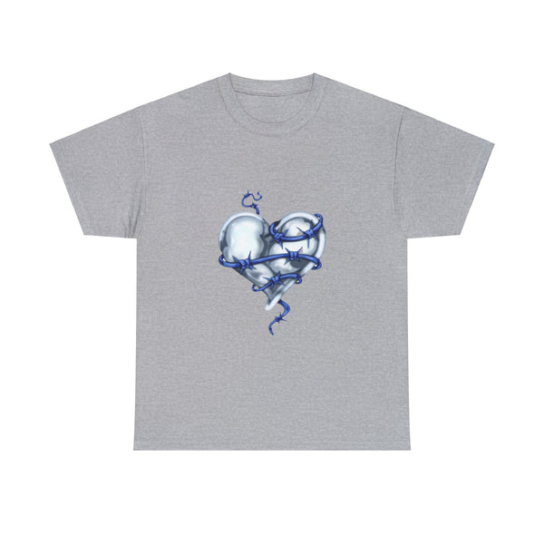 Barbed Wire Heart In Blue, Heavy Cotton Tee