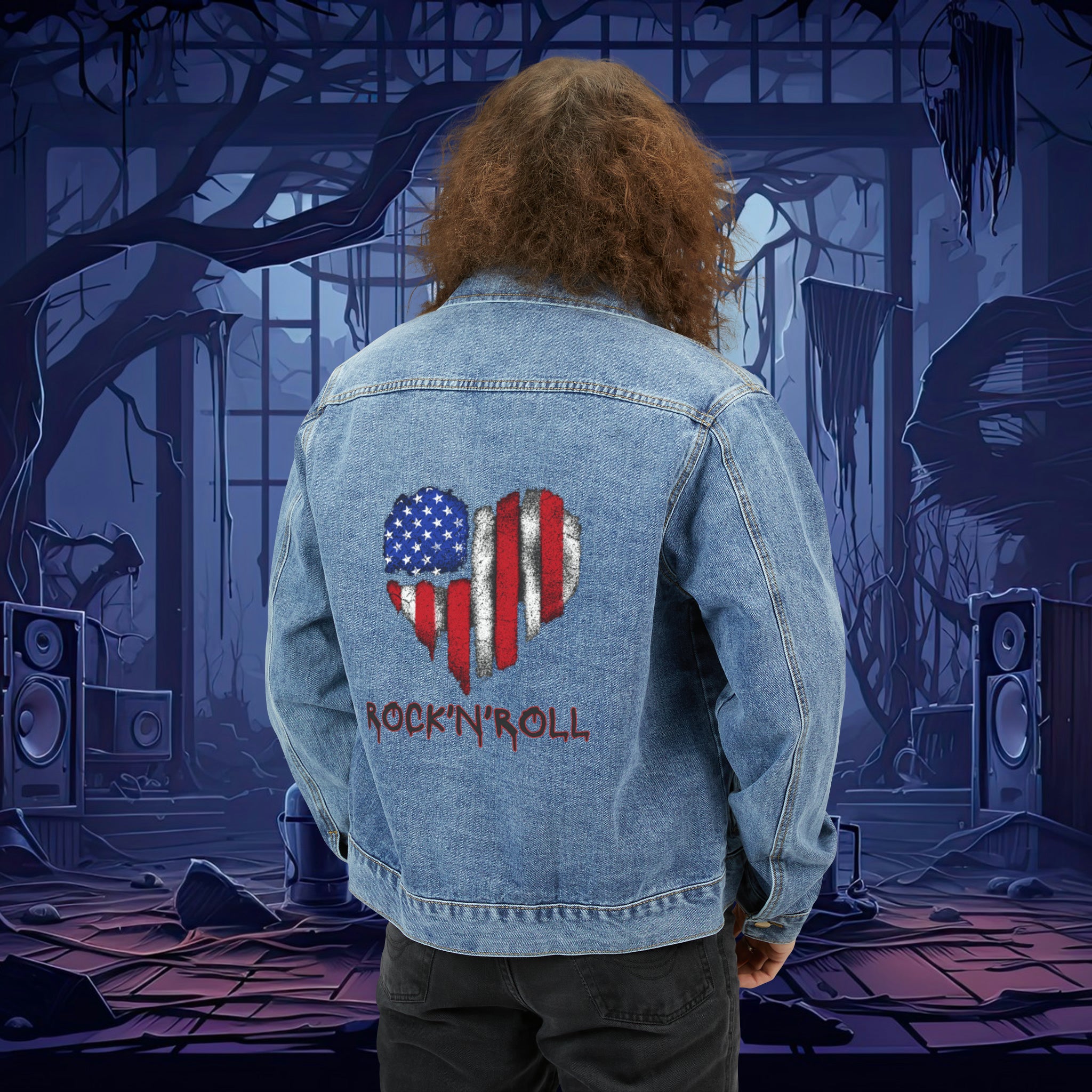 Rock n Roll Heart,  Men's Denim Jacket