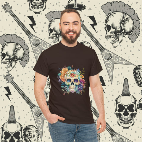 Flowered Skull, Heavy Cotton Tee