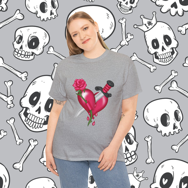 Heart With Dagger, Heavy Cotton Tee