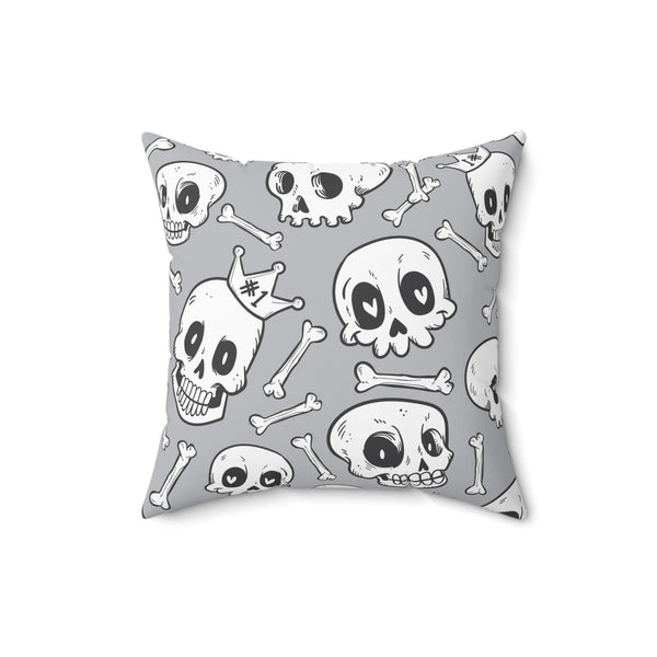 Doodle Skull Design, Square Pillow