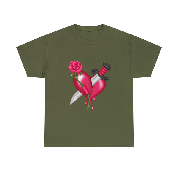 Heart With Dagger, Heavy Cotton Tee