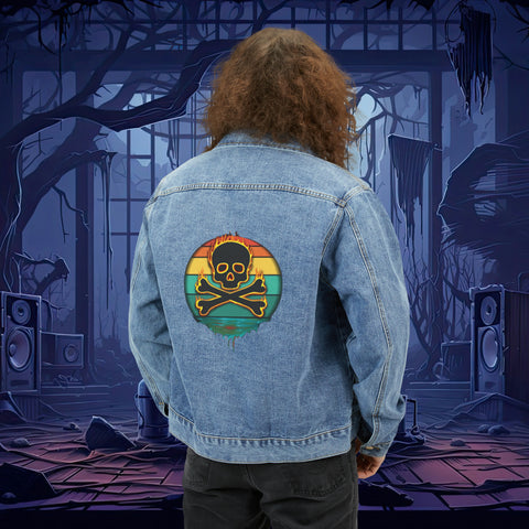 Flaming Skull,  Men's Denim Jacket