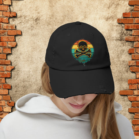 Melting Skull, Unisex Distressed Cap