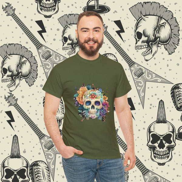 Flowered Skull, Heavy Cotton Tee