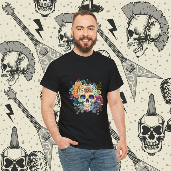 Flowered Skull, Heavy Cotton Tee