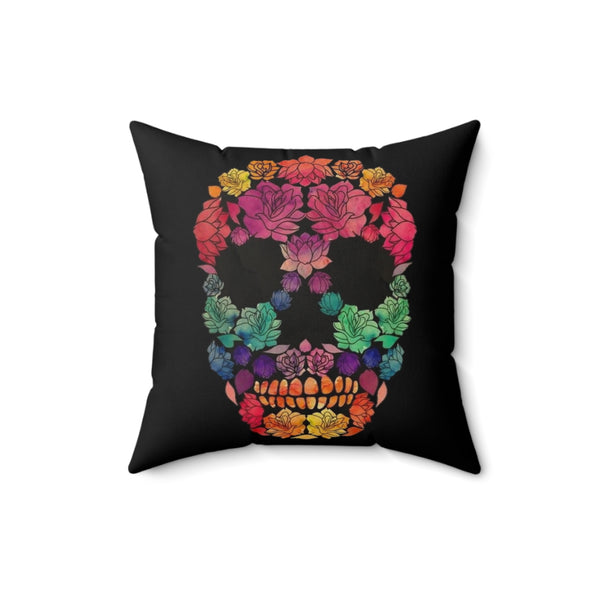 Sugar Skull Flowers, Square Pillow