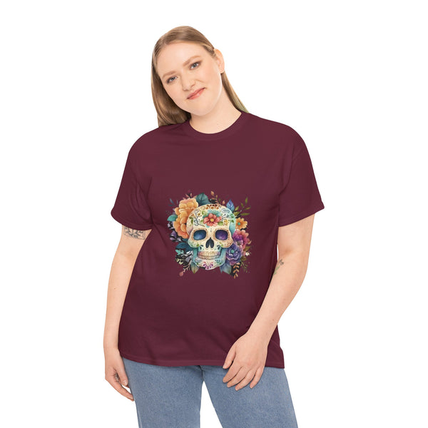 Flowered Skull, Heavy Cotton Tee