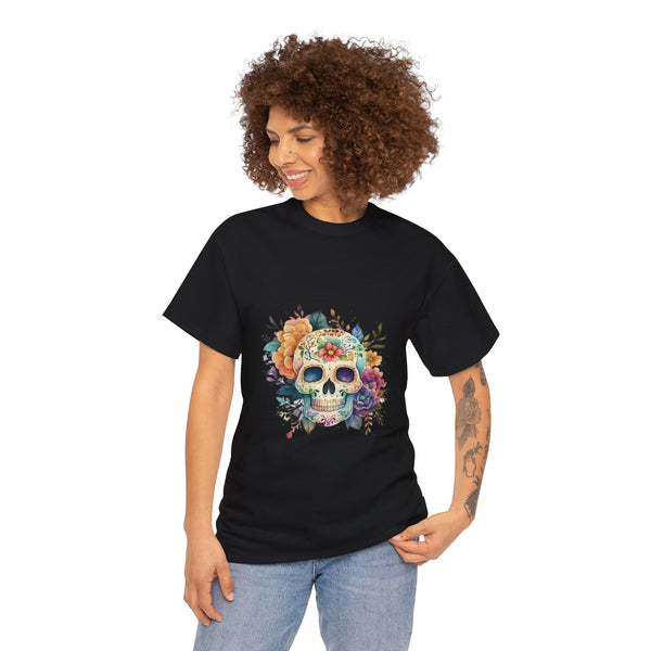 Flowered Skull, Heavy Cotton Tee