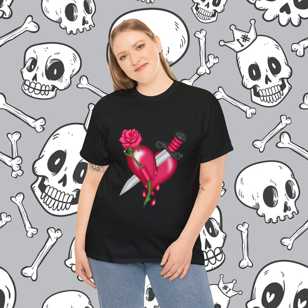 Heart With Dagger, Heavy Cotton Tee