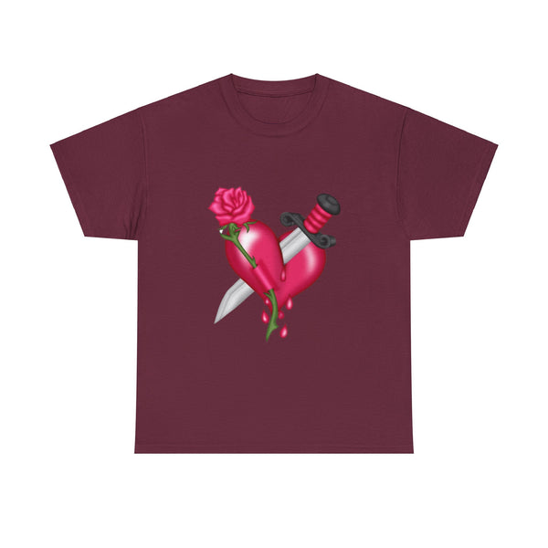 Heart With Dagger, Heavy Cotton Tee