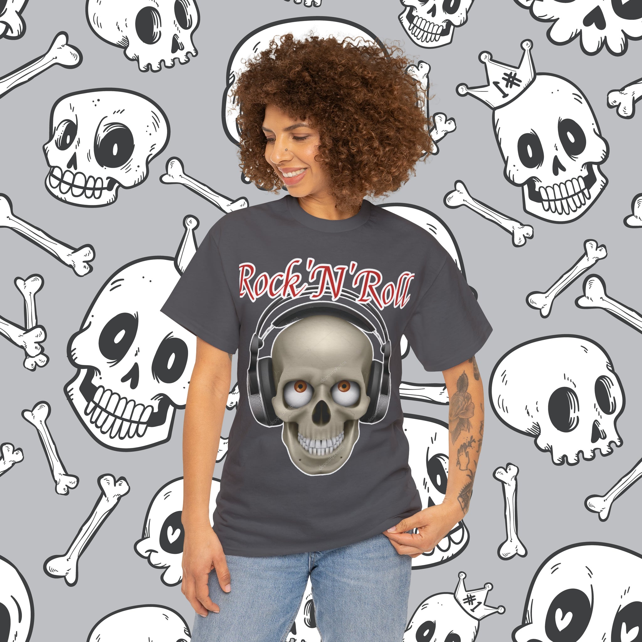 Rock n Roll Skull,  Heavy Cotton Tee