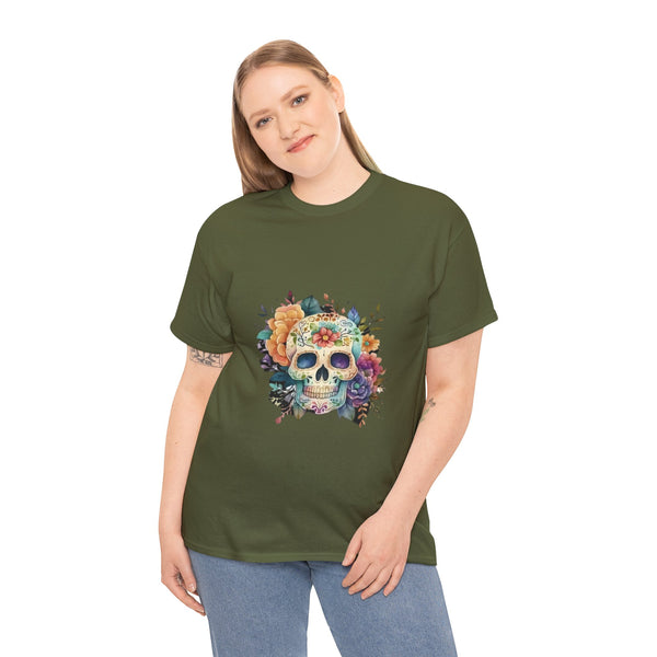 Flowered Skull, Heavy Cotton Tee