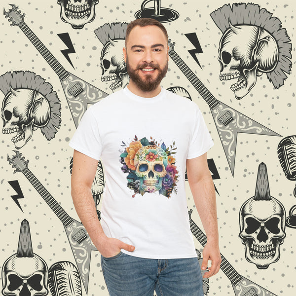 Flowered Skull, Heavy Cotton Tee