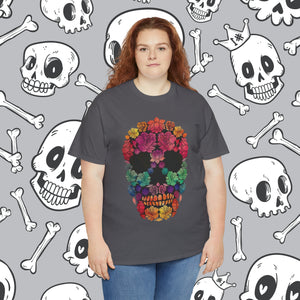 Flowered Sugar Skull, Heavy Cotton Tee