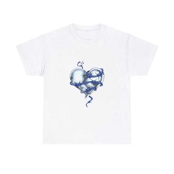 Barbed Wire Heart In Blue, Heavy Cotton Tee