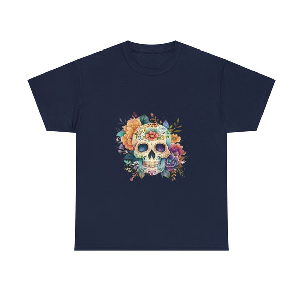 Flowered Skull, Heavy Cotton Tee