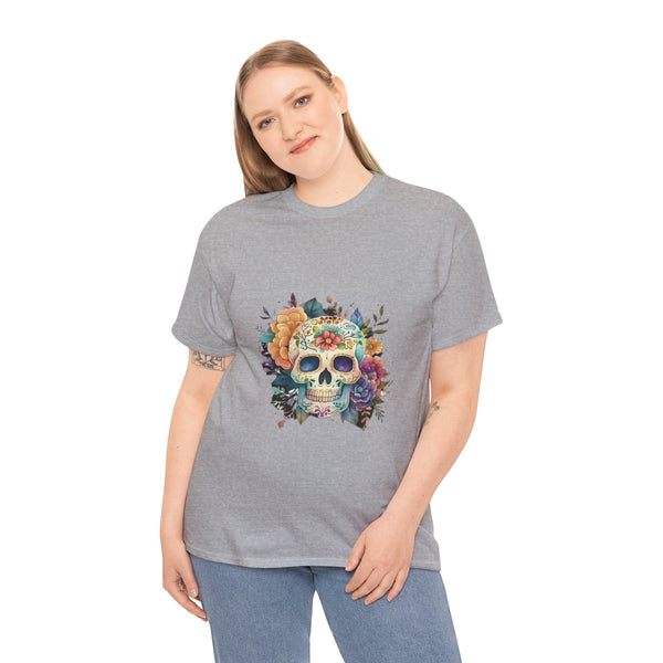 Flowered Skull, Heavy Cotton Tee