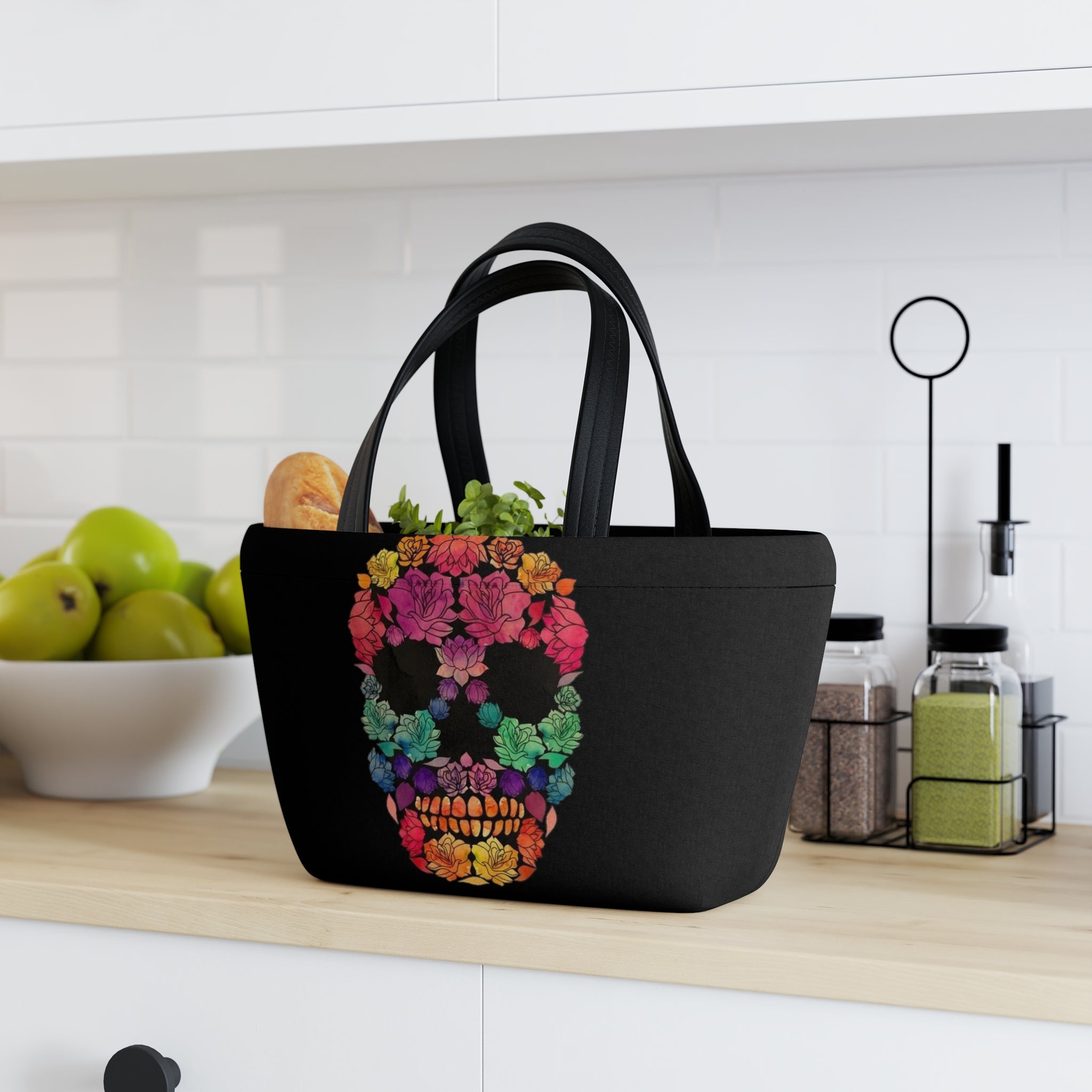 Flower Sugar Skull Lunch Bag