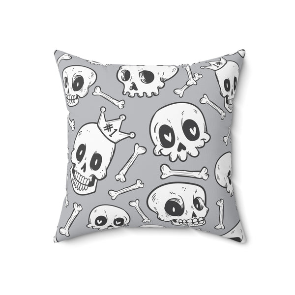 Doodle Skull Design, Square Pillow