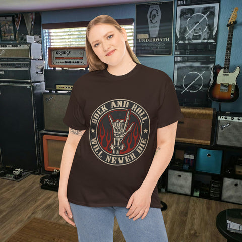 Rock n Roll Will Never Die, Heavy Cotton Tee